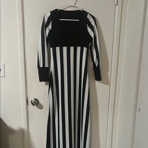 Black and White Striped Women's Dress
